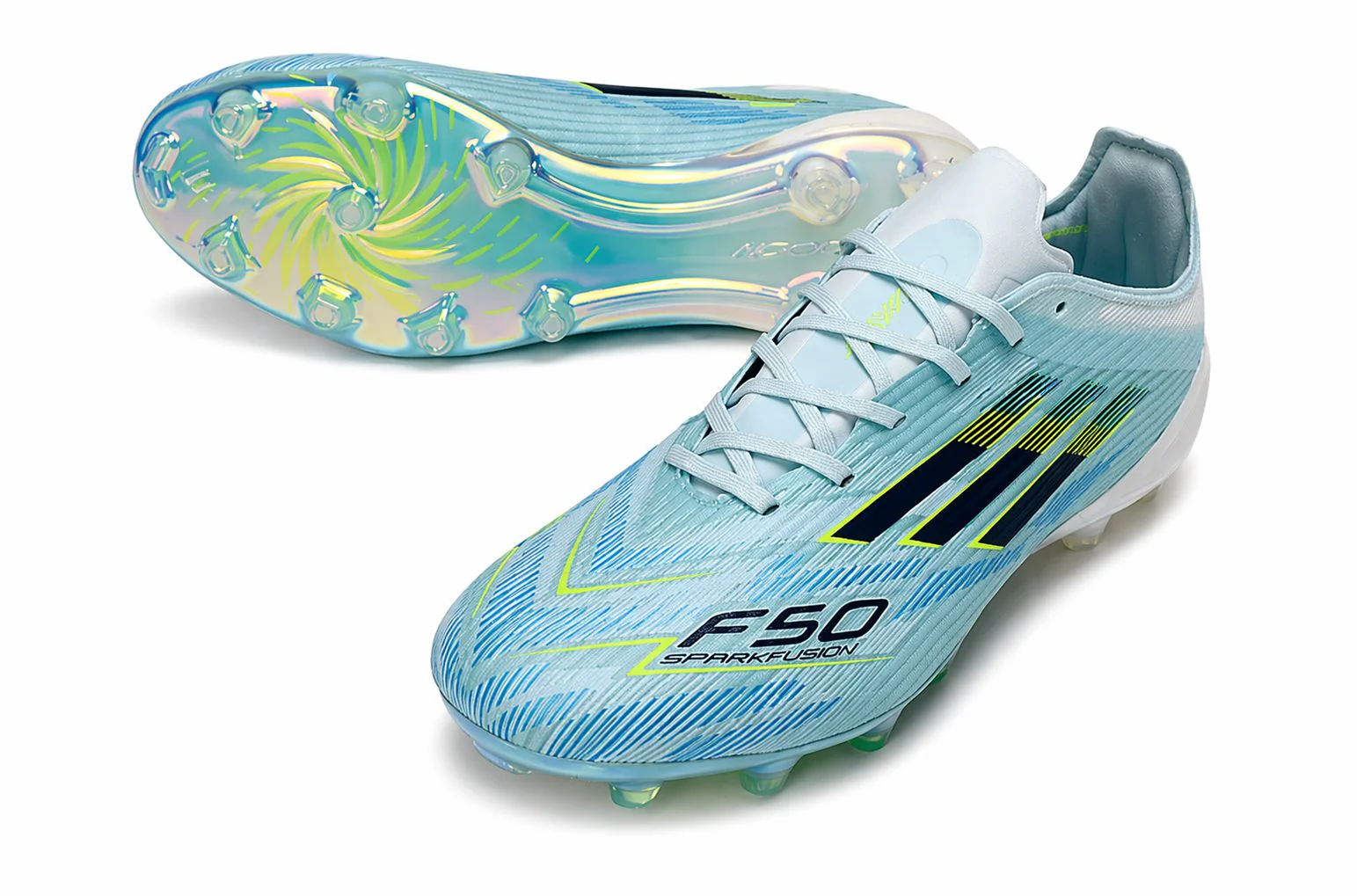 Guayos F50 Con Cordones Sparkfusion Azul aguamarina / Verde - Image 2