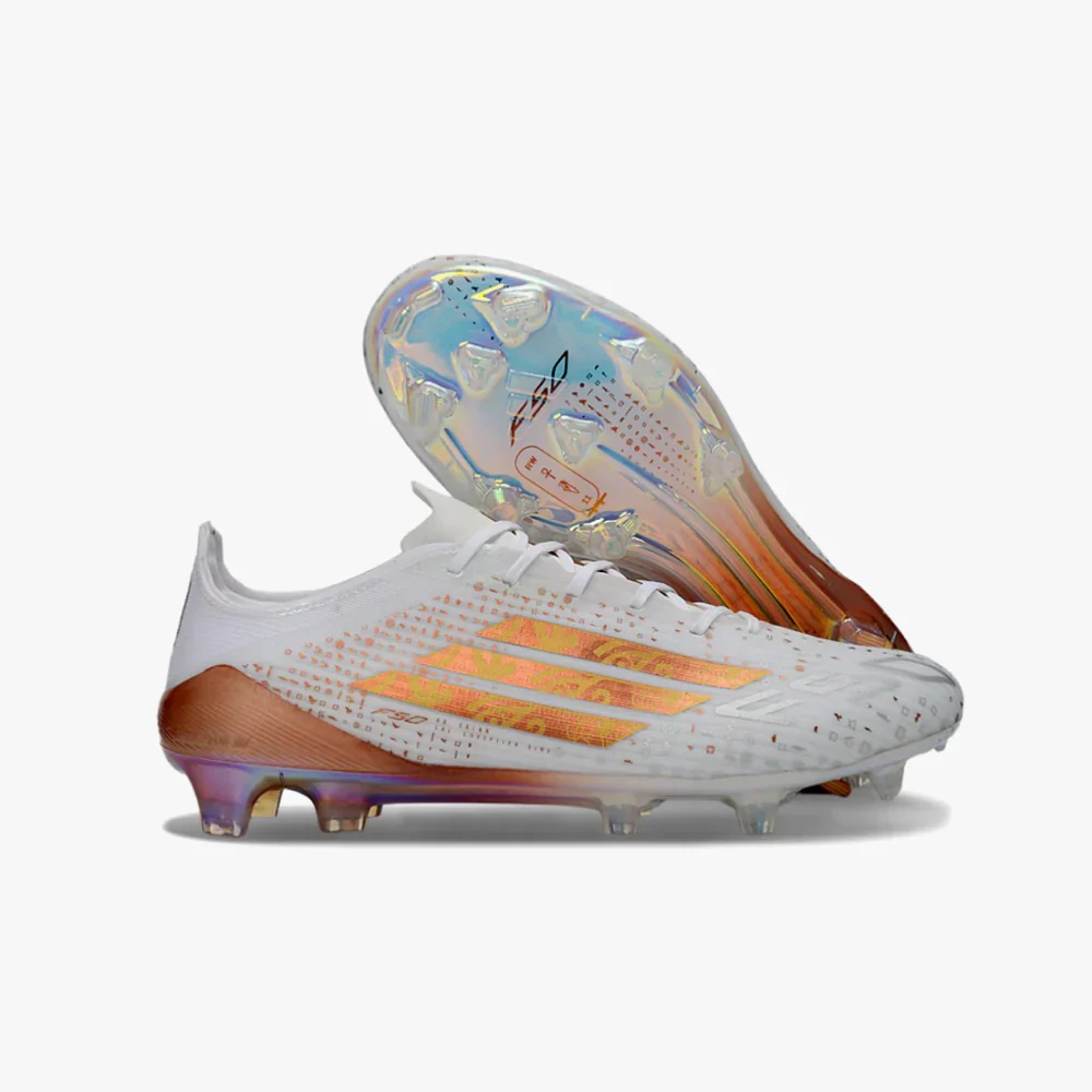Guayos F50 Salahs Blanco Dorado Con Cordones Niño