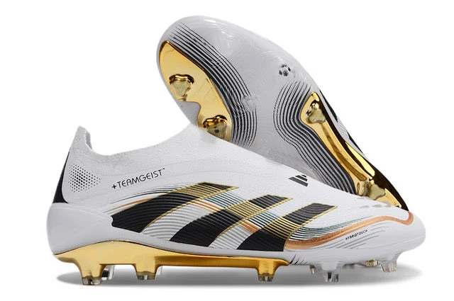 Guayos Predator Tuburlar Sin cordon Blanco Dorado Negro