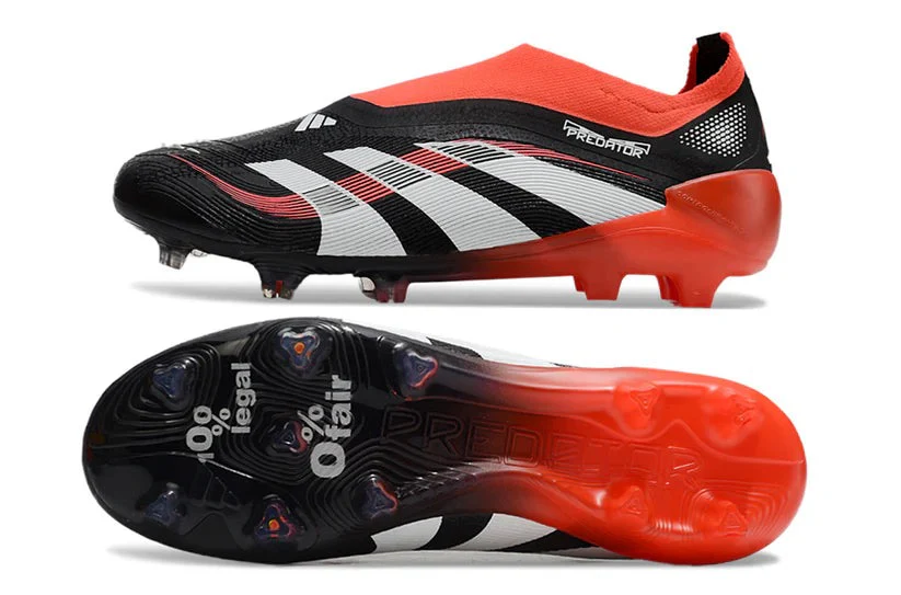 Guayos Predator Tubular Sin Cordones Negro Rojo/ Blanco - Image 3