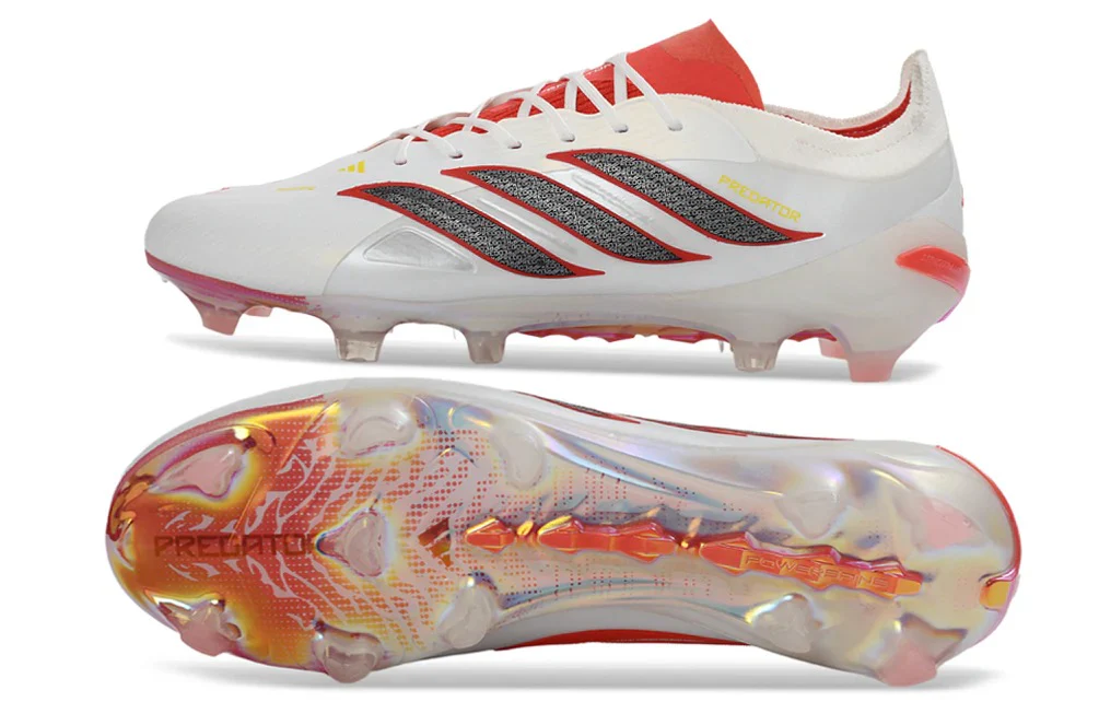 Guayos Predator powerspine Con Cordones  Blanco Rojo / Negro