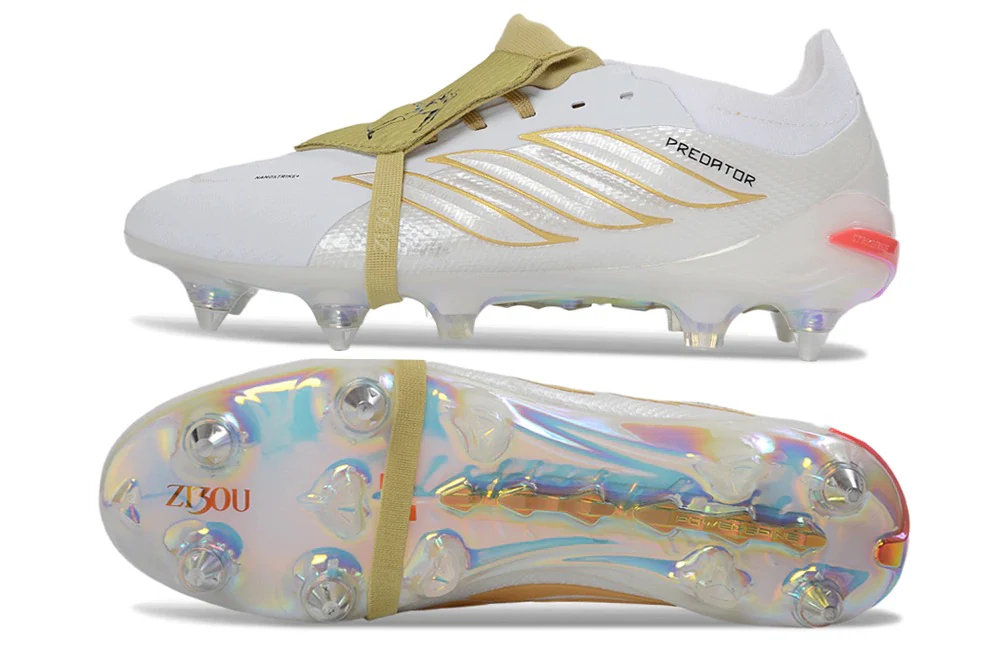 Guayos Predator Powerspine Con Lengueta Cafe Jude Bellingham Blanco Dorado - Image 2