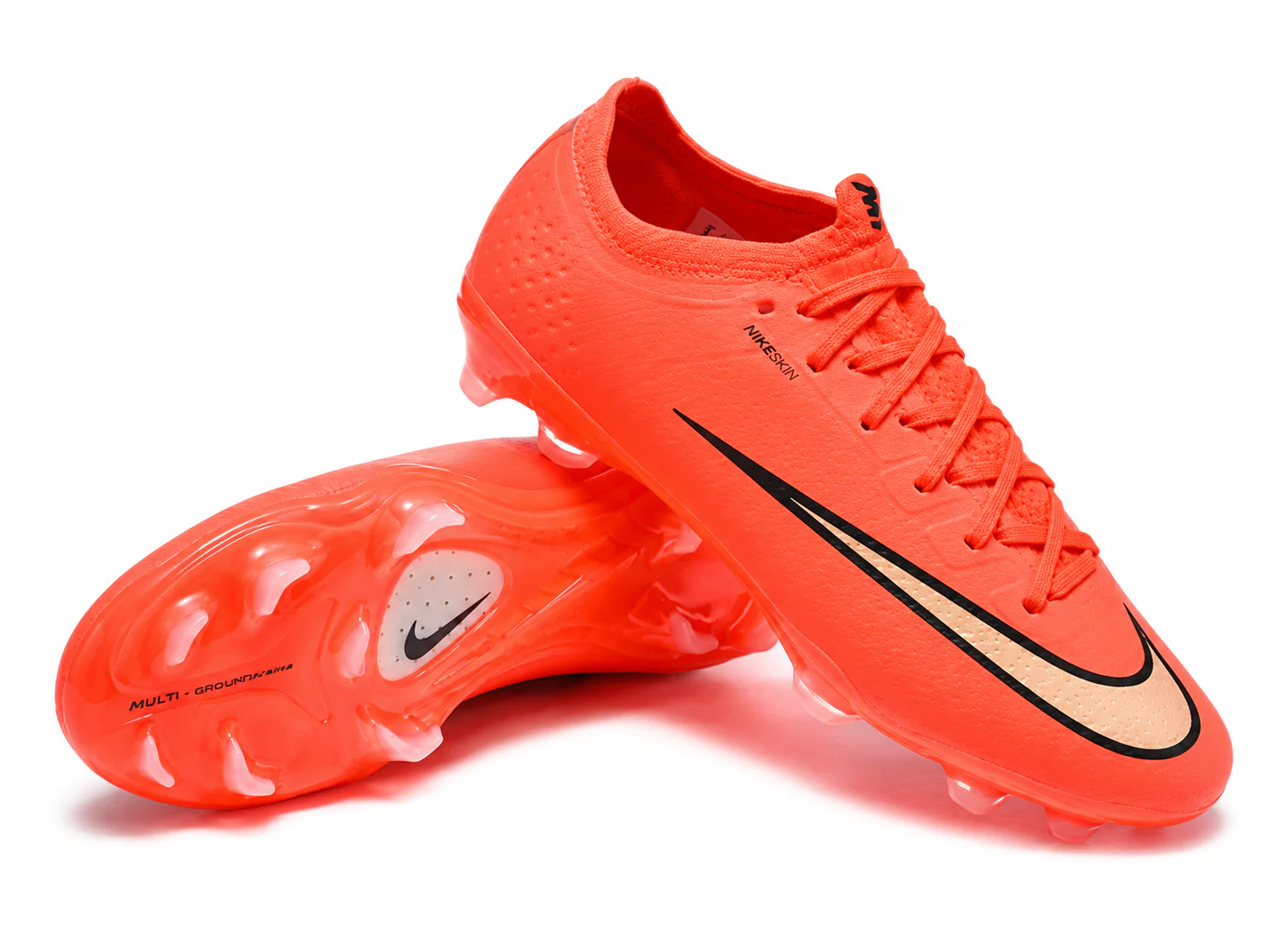 Guayos Mercurial Vapor 17 Elite FG Naranja Dorado Negro Niño